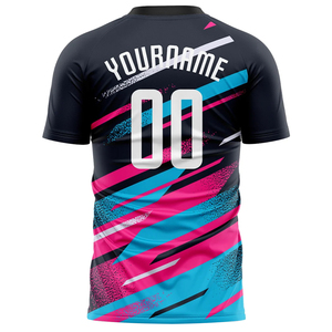 Custom Men's Soccer Jersey Sublimated Print Striped Design Quick Dry Polyester Short Sleeve Crew <b>Neck</b> Adult Sport Apparel OEM - Product Image 2