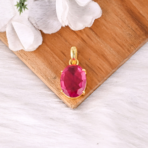 Colgante de Turmalina Rosa Hidro Ovalada, Chapado en Oro Amarillo sobre Latón, Joyería de Moda Hecha a Mano, Regalo Clásico de Diseñador para Mujer - Product Image 5