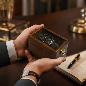 Handmade Indian Rosewood Watch Storage Box |Single Watch <b>Display</b> <b>Case</b> with Glass Top Elegant Wooden Organizer Gift Premium - Product Image 3