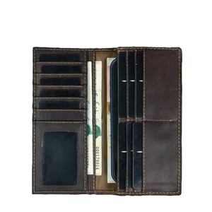 Portefeuille de voyage de luxe en cuir véritable marron, porte-passeport double fin, organiseur, étui de protection pour billets et documents - Product Image 2