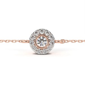 Brazalete de Oro Rosa de 18K con Diamantes Cultivados en Laboratorio, Diseño Moderno con Halo, para Mujer, Joyería para Fiestas, Compromisos y Uso Diario - Product Image 1