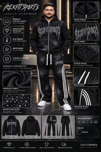 Ensemble de survêtement personnalisé pour homme, style streetwear, avec sweat à capuche zippé effet délavé soleil et pantalon de survêtement délavé à strass, coupe oversize, deux pièces, marque privée - Product Image 6