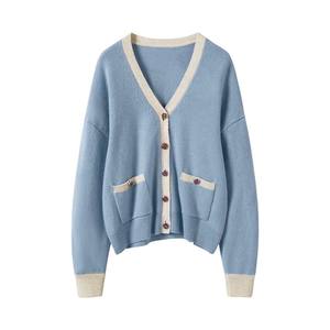 High Quality Women's winter Breathable <b>Vintage</b> Printed 100% Polyester/wool Single Breasted Casual Long Sleeve Woven <b>Sweater</b> - Product Image 2