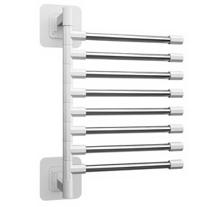 Modern Bathroom <b>Storage</b> for Contemporary Interior Wall Mounted Rotating Multilayer Hanging Rod for Decorate your Bathroom - Product Image 5