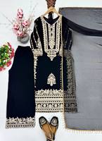 Robe de soirée réversible en georgette lourde pour femme, style pakistanais, sans plis, longueur cheville, avec détails fantaisie sur les deux côtés