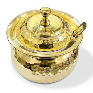 Premium Brass Container with Spoon Durable Multipurpose Ghee Storage Pot for Kitchen - Product Image 1
