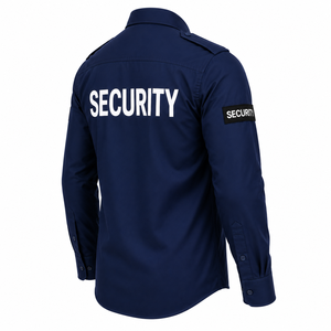Chemise d'uniforme de garde de sécurité à manches longues, prix d'usine, avec épaulettes, couleur unie, vente en gros, chemise de travail personnalisée - Product Image 4
