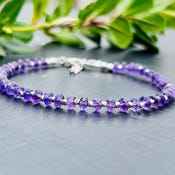 Bracelet en perles d'améthyste, argent sterling, pierres précieuses facettées, cristal violet naturel, bijoux, pierre de guérison, fait main, pour femme - Product Image 2