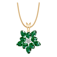 Collier pendentif élégant en or blanc 14k/18k avec émeraude naturelle florale, tendance, achat en gros, cadeau de luxe avec pendentifs à breloques