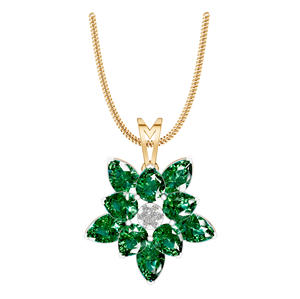 Elegante Collar con Colgante de Oro Blanco de 14k/18k con Esmeralda Natural Floral, Compra al por Mayor, Regalo de Lujo con Dijes - Product Image 1