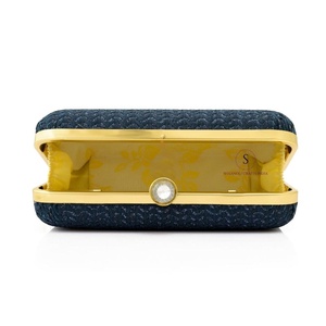 Trendy Designer Sparkle Navy Evening Ladies Clutch <b>Bag</b> Beautiful Embroidered Floral Clutch <b>Bag</b> With Chain Strap for Wedding <b>Gift</b> - Product Image 3