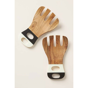 Ensemble de cuillères et fourchettes à salade en bois, design à poignée torsadée, écologique, rustique, décor de cuisine unique fait main et ensemble cadeau - Product Image 6