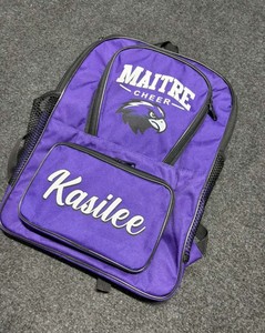 Sac à dos de cheerleading personnalisé avec logo d'équipe, 100 % polyester, violet, pour équipes de cheerleading, écoles et voyages sportifs - Product Image 3