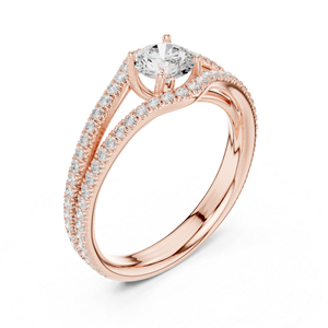 แหวนเพชรทรงกลมทองคำขาว 14K สำหรับผู้หญิง สวมใส่ในออฟฟิศ เพชรเพาะเลี้ยงใหม่ - Product Image 6