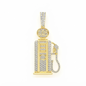 Colliers de joaillerie fine uniques, plaqués or 10K, avec diamants de laboratoire, pendentif minimaliste personnalisé en forme de pompe à essence, style hip-hop, unisexe - Product Image 1