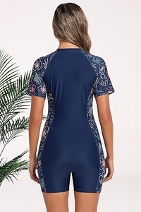 Combinaison de sport sans manches pour femme, color block, col en V, longueur intégrale, surpiqûres contrastées, en Spandex et Polyester, extensible, séchage rapide - Product Image 5