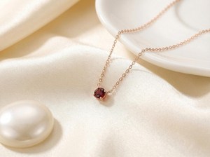 <b>Garnet</b> Necklace 925 Sterling Silver 14K Rose Gold Plated January Birthstone Anniversary Bridesmaid Gift - Product Image 1