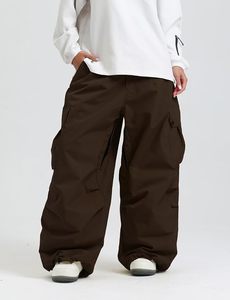 Pantalones de esquí para hombre, color marrón, impermeables, sintéticos, con aislamiento, cintura elástica y bolsillos tipo cargo - Product Image 3