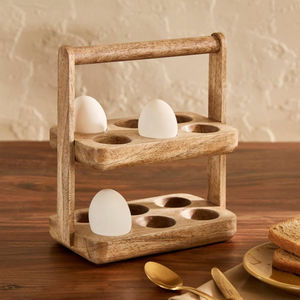 Wooden <b>Eco</b>-Friendly <b>Egg</b> Rack with Dishwasher & Freezer Safe Design for Kitchen Countertop Storage - Product Image 1