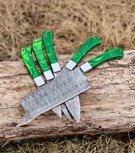 Juego de Cuchillos de Cocina de Acero de Damasco Hechos a Mano de Alta Calidad con Mango Personalizado y Funda de Cuero, OEM Industrial - Product Image 5