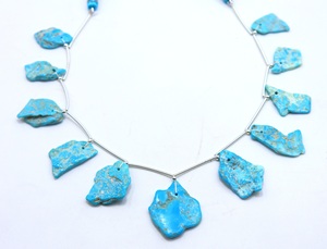 Perles brutes lisses en turquoise d'Arizona, 11 pièces, trouées sur le devant, brin de pierres précieuses en vrac pour la fabrication de bijoux - Product Image 2