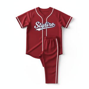 Styliro Baseball Jersey Men's Short Sleeve Polyester Embroidery Logo Front Regular Fit All Seasons Sportswear - Product Image 1