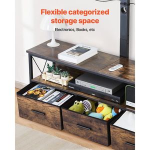 Mobile TV da 52 pollici con supporto per TV fino a 75 pollici, centro intrattenimento con presa di corrente, luci LED e altezza regolabile - Product Image 6