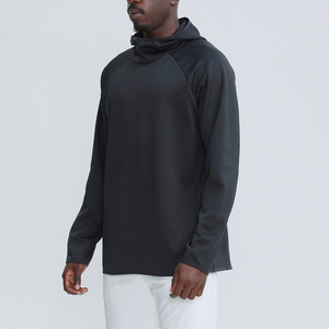 Sweat à capuche de sport noir à manches longues pour homme, coupe ample, séchage rapide, pour la course, l'entraînement et le fitness, col montant, printemps et automne - Product Image 1