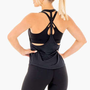 Camiseta sin mangas acanalada con bordado personalizado, camisetas sin mangas ajustadas para gimnasio, camisetas sin mangas de algodón acanalado con cuello cuadrado liso para mujer - Product Image 3