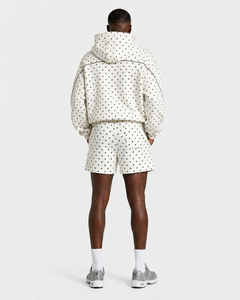 Shorts Bermuda Homme Imprimé à Pois Personnalisé avec Ligne Contrastante, en Coton Molletonné Respirant de Haute Qualité, Coupe Ample, avec Poche Latérale - Product Image 6