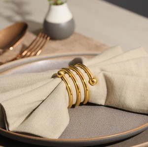 Brass <b>Gold</b> Spiral Napkin <b>Rings</b> <b>Set</b> | Classic Coil Design Eco-Friendly Durable Napkin Holders | Elegant Dining Table Decor - Product Image 3