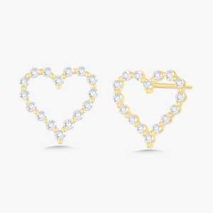 <b>Heart</b> Shape <b>Earrings</b> Round Cut Moissanite Lab Grown Diamond Luxury Push Back Bridal Wedding Statement Jewelry 14K 18K Solid Gold - Product Image 1