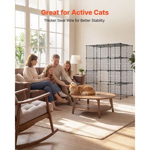 Jaula Grande para Gatos de 4 Niveles, Corral Desmontable de Alambre Metálico DIY, 40.98"x27.99"x55", Recinto Interior con 4 Puertas - Product Image 4