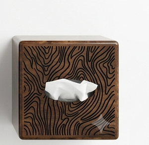 Modern Wood Grain <b>Paper</b> <b>Tissue</b> Box Cover Decorative Holder with Metal <b>Pattern</b> Tabletop Napkin Dispenser for Home & Hotel Use - Product Image 5