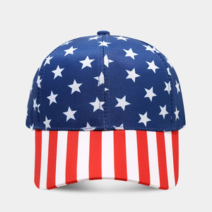 Gorra de Béisbol de 6 Paneles con Estampado de Bandera Americana, Unisex, Ajustable, Estilo Casual, 100% Poliéster, Primavera Verano, Alta Demanda - Product Image 3