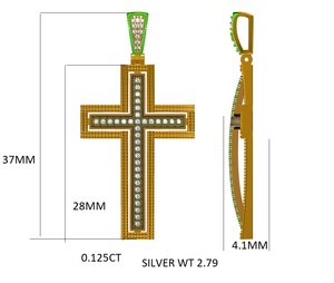 Collar con Colgante de Cruz de Plata de Ley 925 en Dos Tonos, Chapado en Oro y Rodio con Circonita Cúbica, Joyería Religiosa Cristiana - Product Image 2