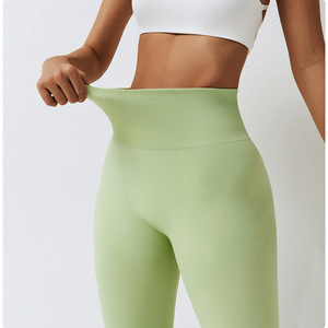 Women Mid Waist Knitted Cotton/Bamboo Breathable Lightweight Vintage Style Fitness Leggings-Reasonable Price Made in Pakistan - Product Image 4