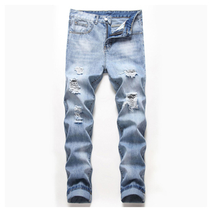 Jean pour homme coupe droite bleu ciel, nouvelle collection, design original, denim très stylé - Product Image 1