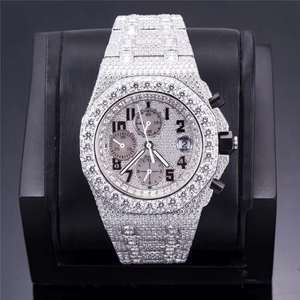 Reloj de Acero Inoxidable con Movimiento de Precisión, 42 Ct, Diamante Cultivado en Laboratorio Certificado por EGL, VVS1, Blanco Brillante - Product Image 1