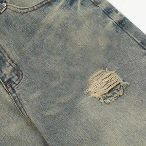 Jeans de Mezclilla Rectos con Parches de Estrellas, Cintura Alta, Algodón, Casuales, para Hombre, Primavera - Product Image 6