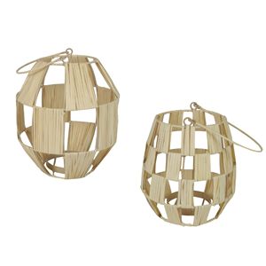 Lanterne géométrique nordique en feuille de palmier, porte-bougie, lanterne suspendue à lattes ouvertes, support de bougie en verre pour jardin, lumière décorative intérieure - Product Image 1