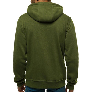 Sudadera con capucha para hombre, color verde oliva, con cremallera, corte regular, forro polar de algodón, informal, con bolsillo frontal - Product Image 3