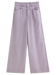 Pantalon large taille haute pour femme, coupe décontractée, couleur unie, en toile, mode automne, longueur complète avec poches - Product Image 6