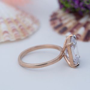 Nuevo Anillo de Plata 925 con Diamante Simulado Rectangular de Corte Esmeralda de Lujo, Biselado, Plano, 8*10, Joyería de Alto Contenido de Carbono - Product Image 3