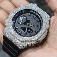 Montre de luxe numérique à lunette glacée 41 mm carrée en acier inoxydable avec verre saphir, bracelet en caoutchouc 20 mm, unisexe, sport, 20 BAR, haute qualité