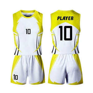 Ensemble d'uniformes de volley-ball d'été personnalisés unisexes pour adultes, sublimés, 100 % polyester, maillot respirant en maille, short à taille élastique, col en V - Product Image 4