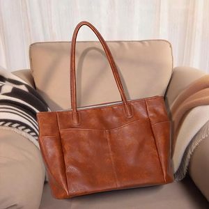 Vintage PU Leather Women <b>Shoulder</b> Tote <b>Bag</b> <b>Large</b> Capacity Zipper Handbag Casual Office Shopping <b>Bag</b> <b>Large</b> Capacity Fashion <b>Bag</b> - Product Image 5