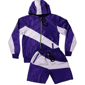 <b>Men's</b> Color Blocking Hooded Zip-Up <b>Jacket</b> And Shorts Set Sporty Quick Dry Polyester <b>Summer</b> Outfit - Product Image 6