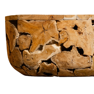 Mesa de Centro Ovalada Rústica Hecha a Mano de Lujo ARTERRA, Mueble de Madera Natural de Raíz de Teca para Sala de Estar - Product Image 5