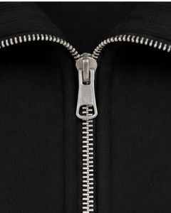 Sweat-shirt à col zippé oversize noir pour homme, en molleton à manches longues, style streetwear décontracté, en coton épais personnalisé - Product Image 6